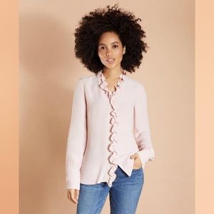NWT Brooks Brothers Red Fleece Pink Ruffled Crepe Blouse